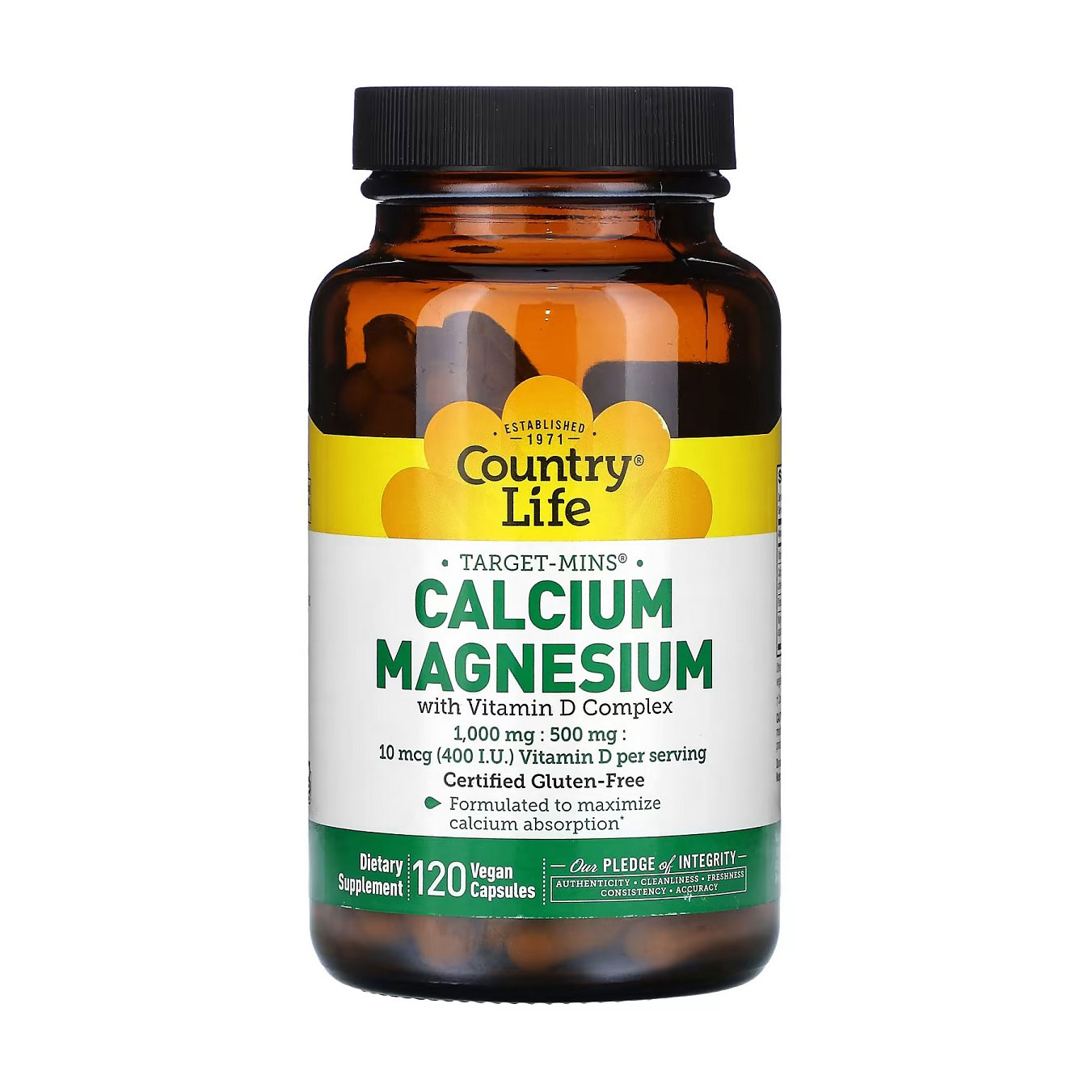 Кальцій, магній та вітамін Д Country Life Calcium Magnesium with Vitamin D, 120 капсул